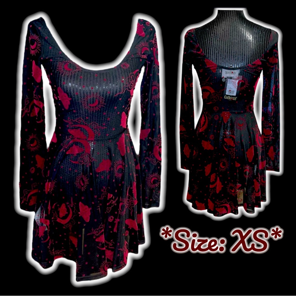 NWT: Collectif - Elena Moth Moonlight Mesh Skater Dress (SIZE XS)
